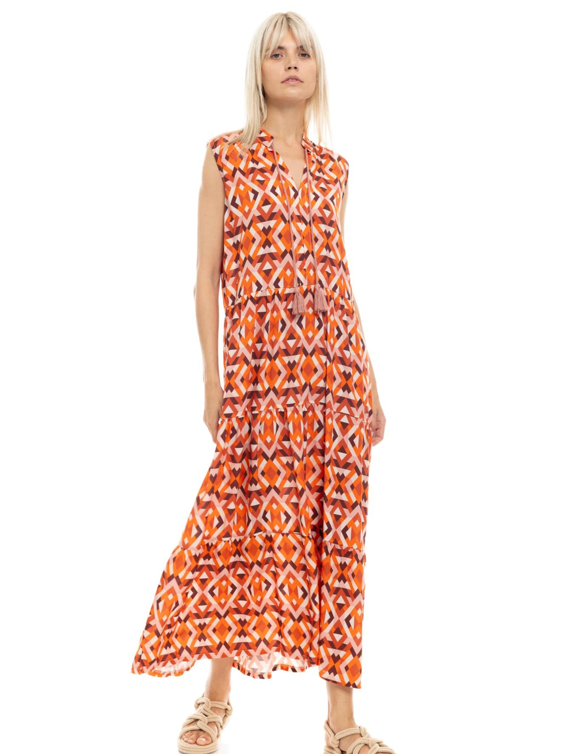 Pink Label Zomerjurk 'BEACHWEAR LONG AZTEC' in Oranje