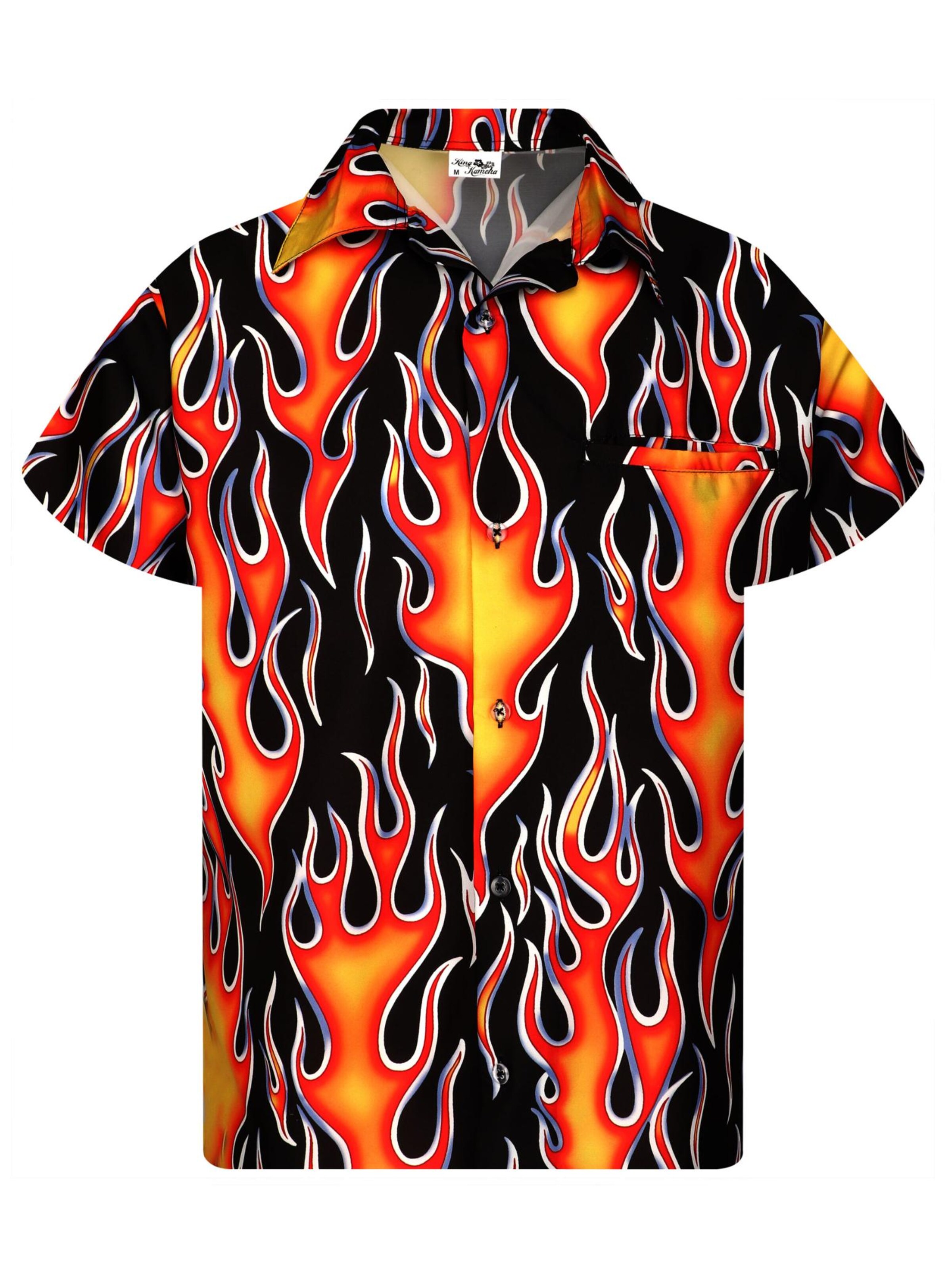 King Kameha Shirt 'Flames Wild'‌‌‌ in Orange: Vorderseite