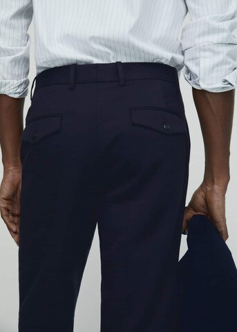 MANGO MAN Slim fit Pleat-Front Pants 'Marius' in Blue