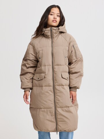 ICHI Winter Coat 'Bunala' in Grey: front