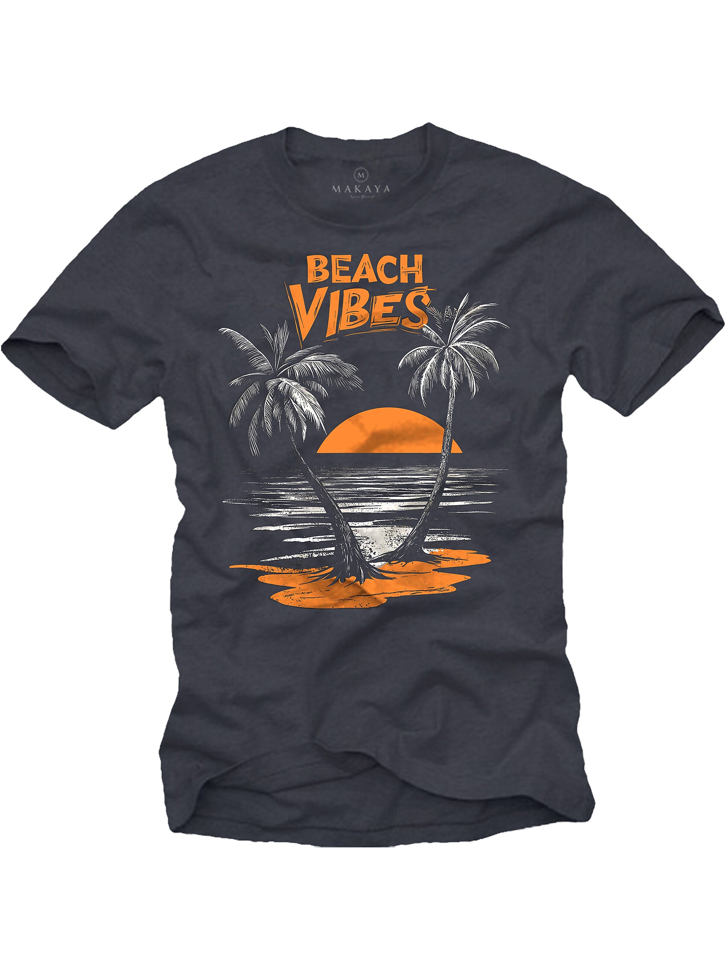 MAKAYA Shirt 'Beach Vibes' in Grey: front