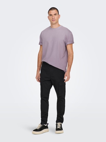 Only & Sons T-Shirt 'Fred' in Lila