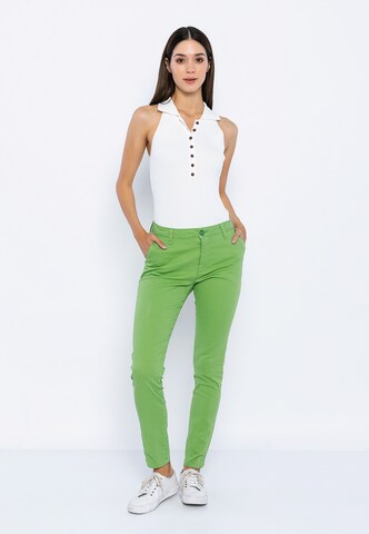 Coupe slim Pantalon chino 'Serafina' Giorgio di Mare en vert