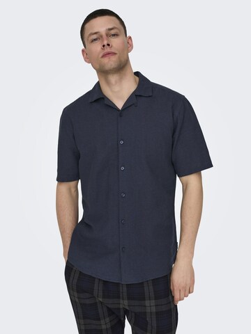 Only & Sons Slim fit Button Up Shirt 'Caiden' in Blue
