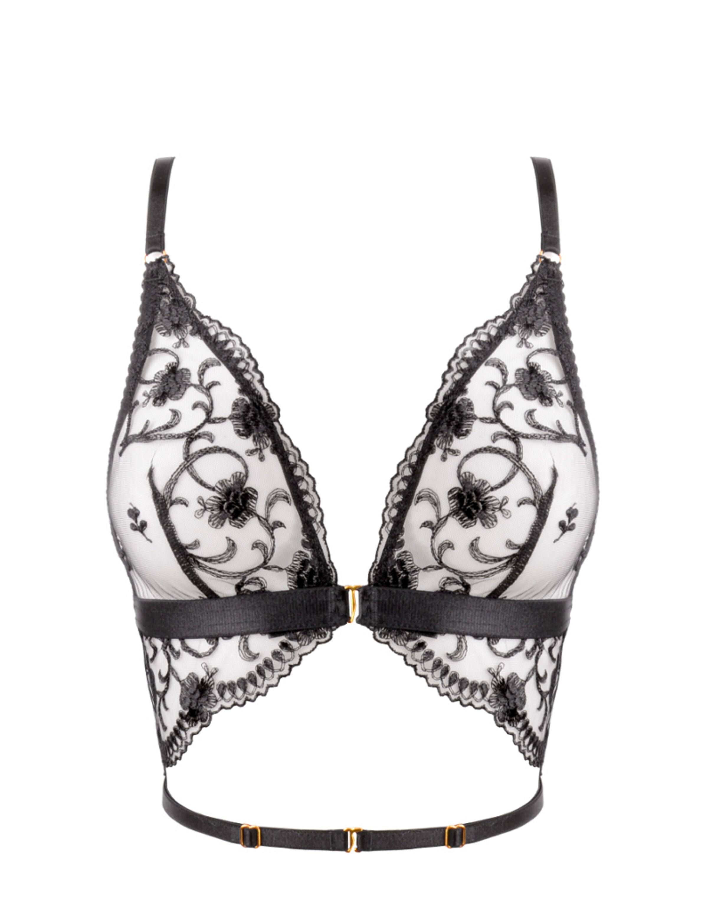 WHITE RVBBIT Triangel BH 'Black Moon' in Schwarz: Vorderseite