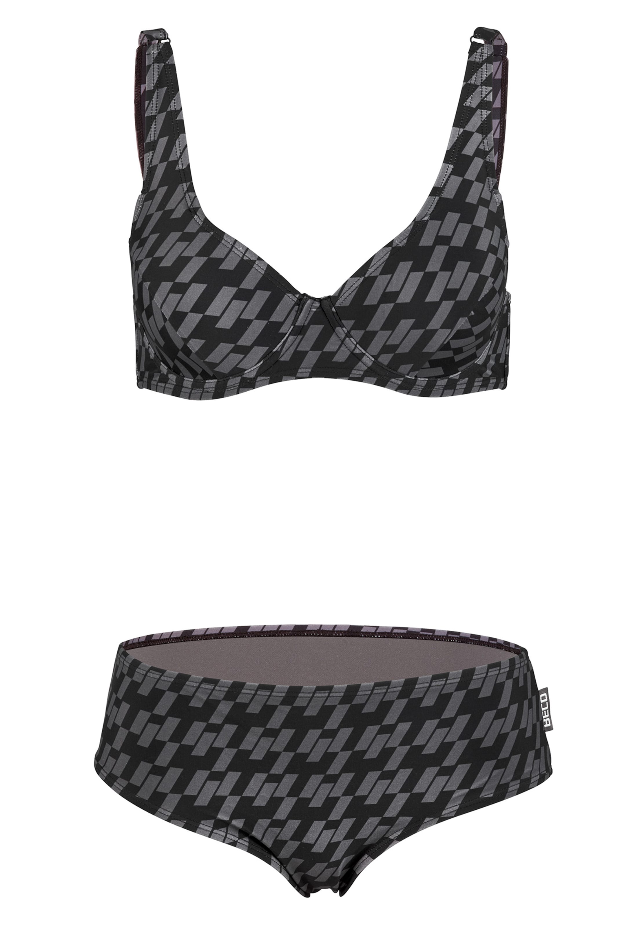 BECO the world of aquasports Bustier Bikini 'Pepita' in Zwart: voorkant