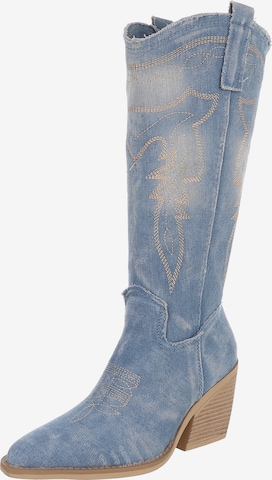 Ital-Design Cowboy Boots in Blue: front