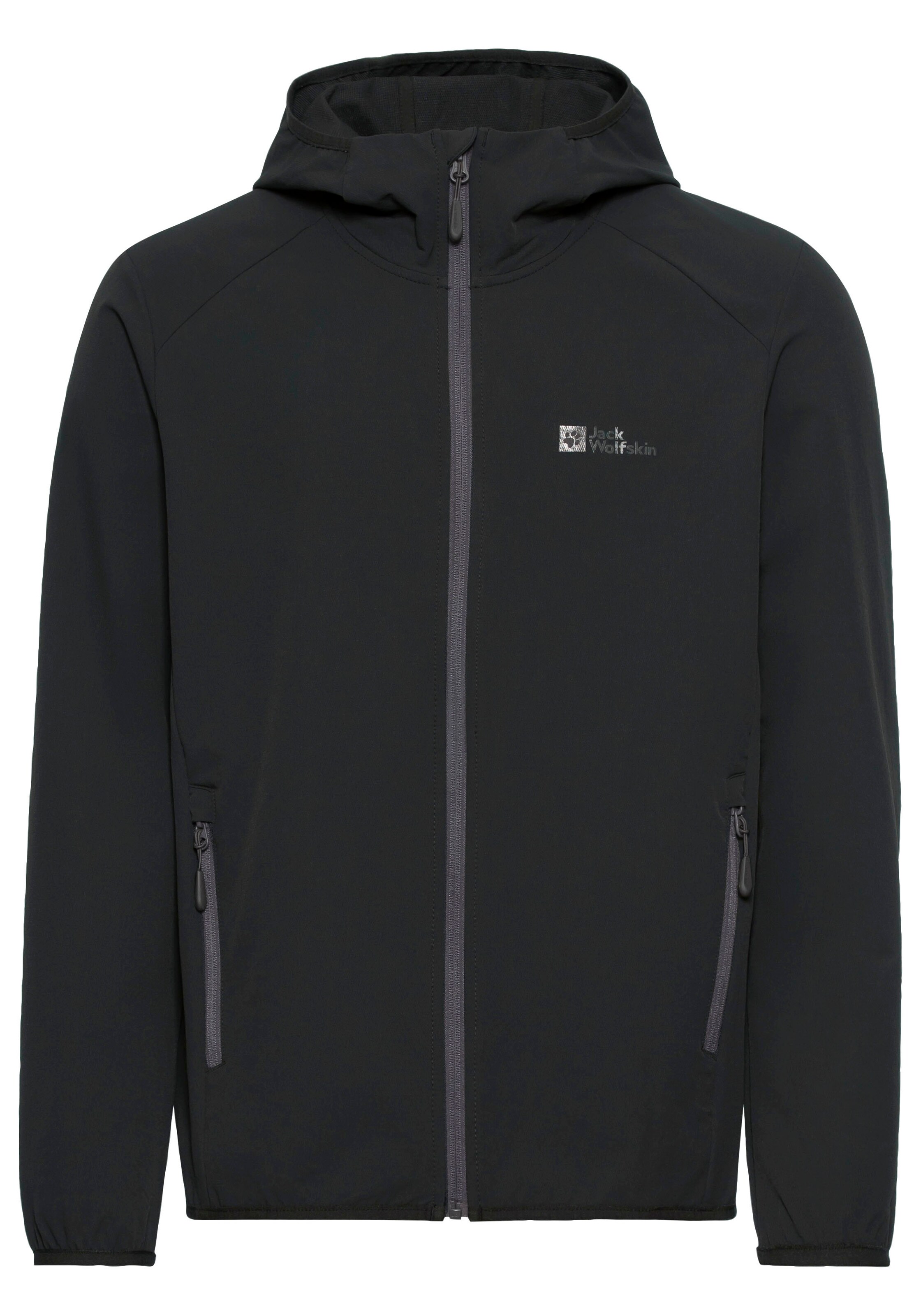 JACK WOLFSKIN Athletic Jacket in Black: front
