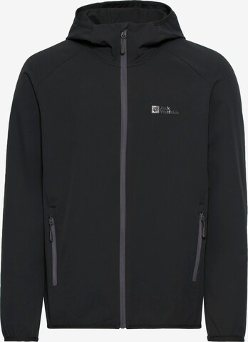 JACK WOLFSKIN Athletic Jacket in Black: front