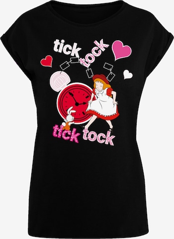 F4NT4STIC Shirt 'Alice im Wunderland Tick Tock' in Schwarz: Vorderseite