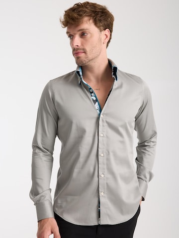 Slim fit Camicia business 'Marco Polo Iconic Satin Man Shirt White' di 7Camicie in grigio