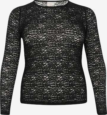 KAFFE CURVEMajica 'KC Linia' - crna boja: prednji dio