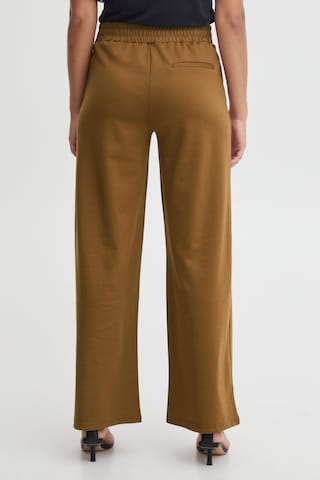 ICHI Wide leg Pleat-Front Pants in Brown