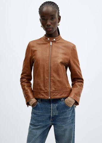 MANGO Between-Season Jacket 'Moto' in Brown: front