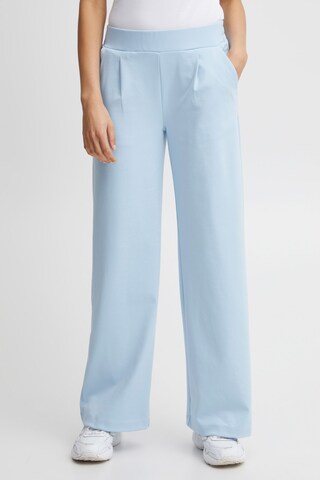 b.young Wide leg Pleat-Front Pants in Blue: front