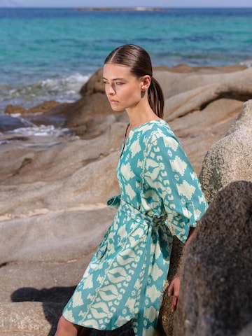 Pink Label Zomerjurk 'BEACHWEAR EMBROIDERY AQUA' in Groen