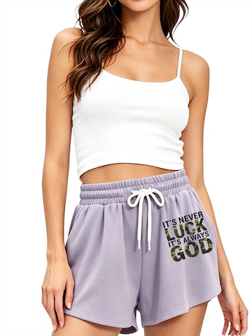 GORHEY Loose fit Trousers 'Women Summer Casual Drawstring Comfy Dressy Lounge Beach Vacation Print Shorts' in Purple