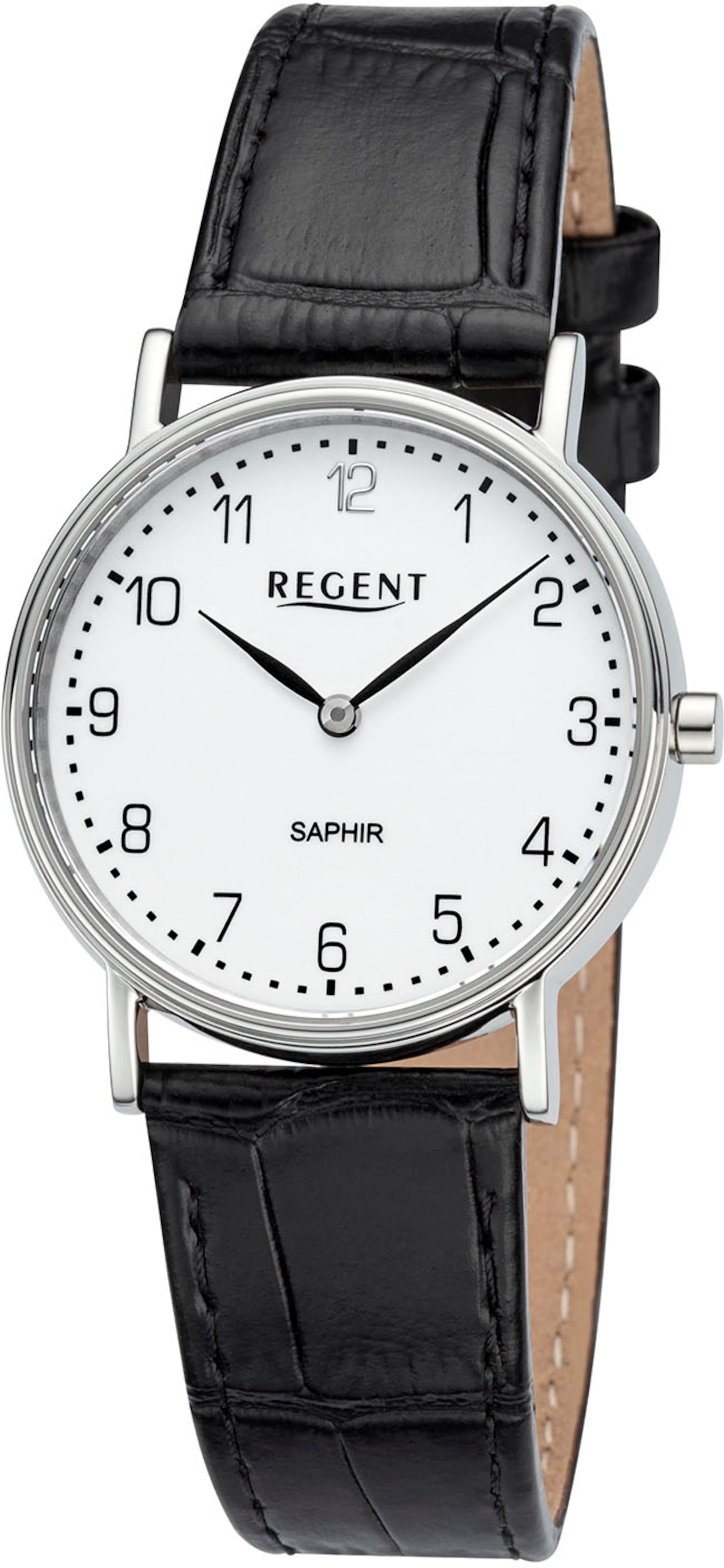 REGENT Analoguhr in Schwarz: Vorderseite