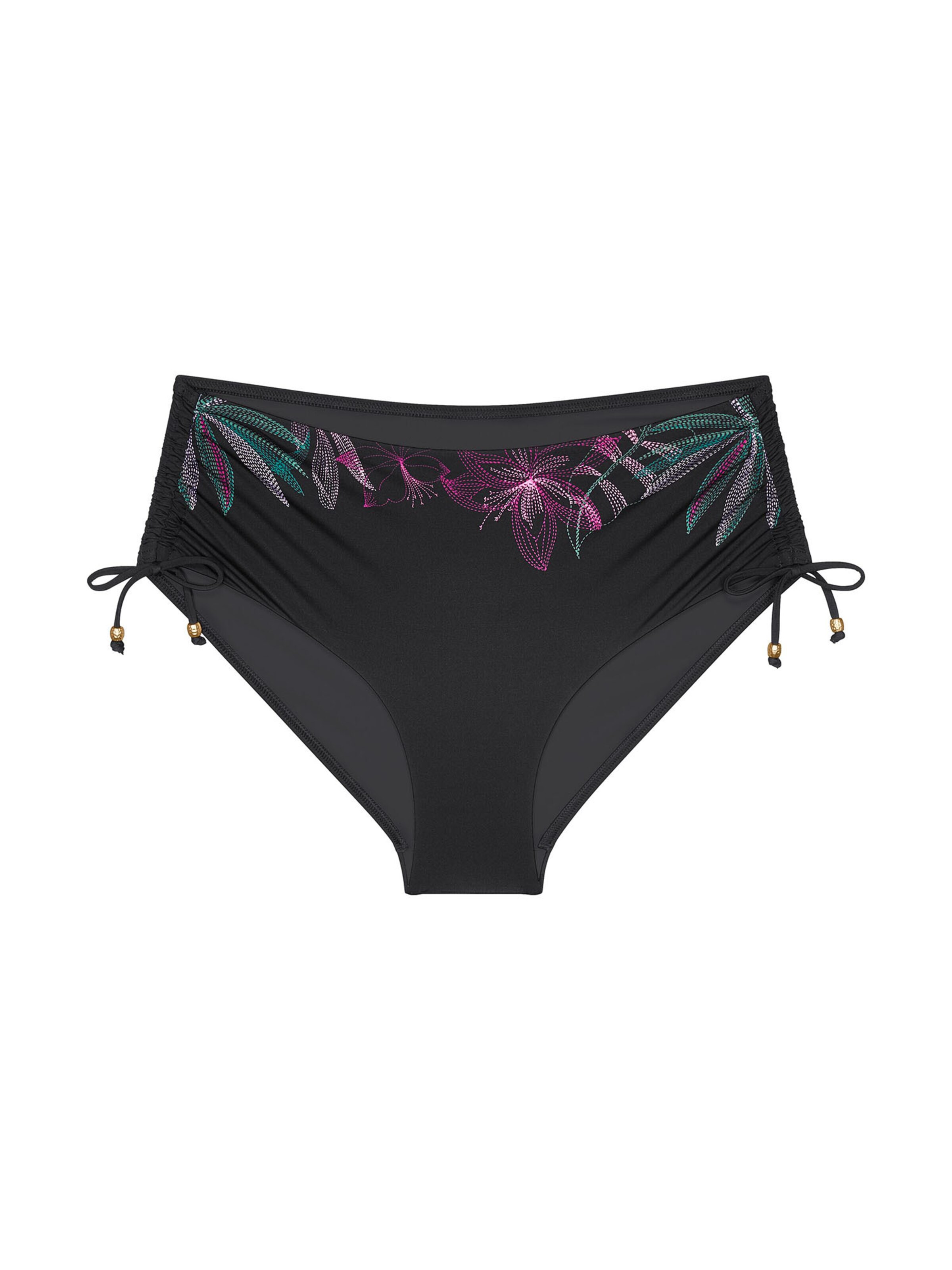 TRIUMPH Bikini Bottoms ' Red Label Summer Tropics ' in Black: front