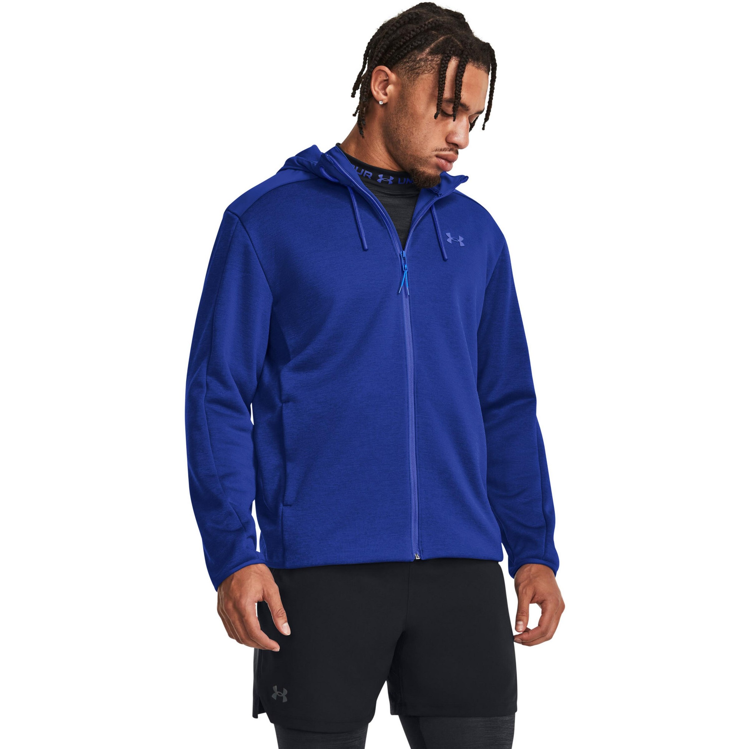UNDER ARMOUR Sportsweatjacke 'Essential' in Blau: Vorderseite