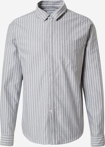 DAN FOX APPAREL Regular fit Button Up Shirt 'Silas' in Grey: front