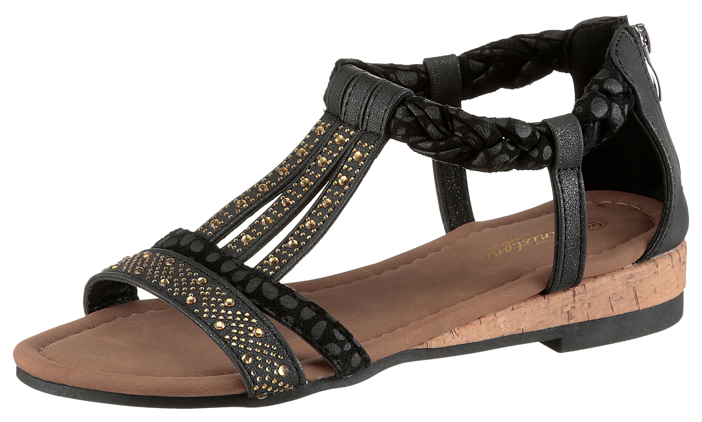 Aniston Strap Sandals in Black: front