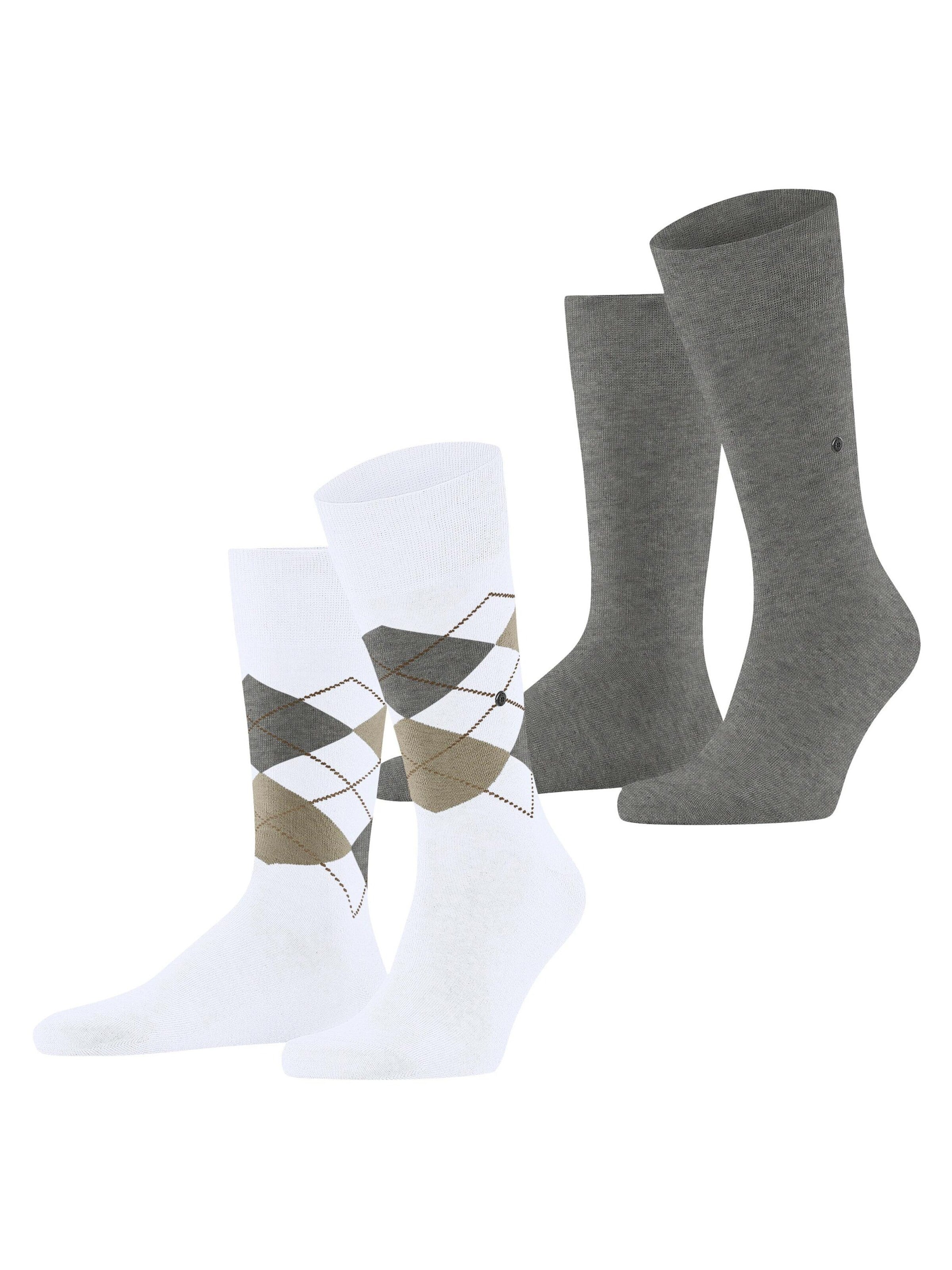 BURLINGTON Socken 'Everyday Argyle Mix 2-Pack'‌ in Weiß: Vorderseite