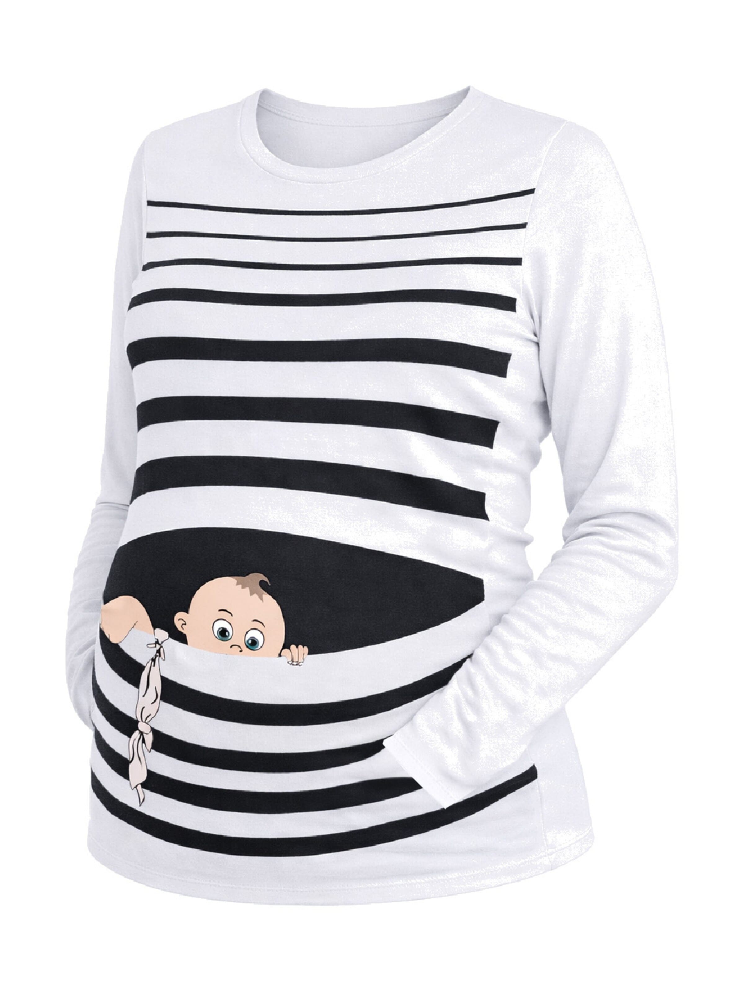 M.M.C. Shirt 'Baby Flucht Umstandslangarmshirt' in White: front