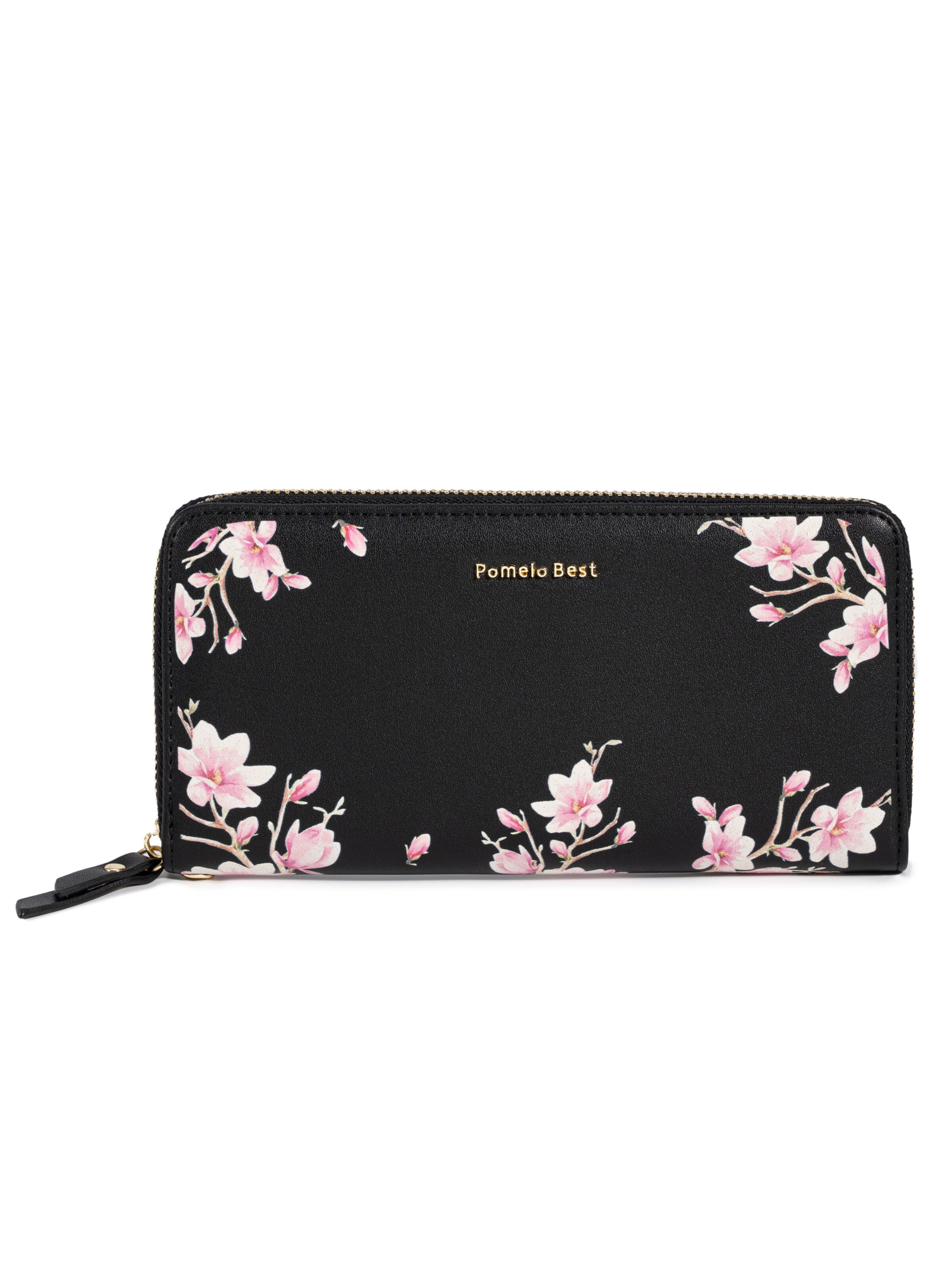 Pomelo Best Wallet 'Pomelo Best Portemonnaie Damen mit Blumenprint' in Black: front