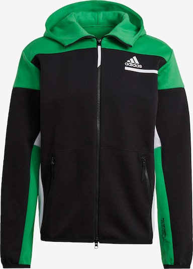 ADIDAS PERFORMANCE Sportsweatjacka i grön / svart / vit, Produktvy