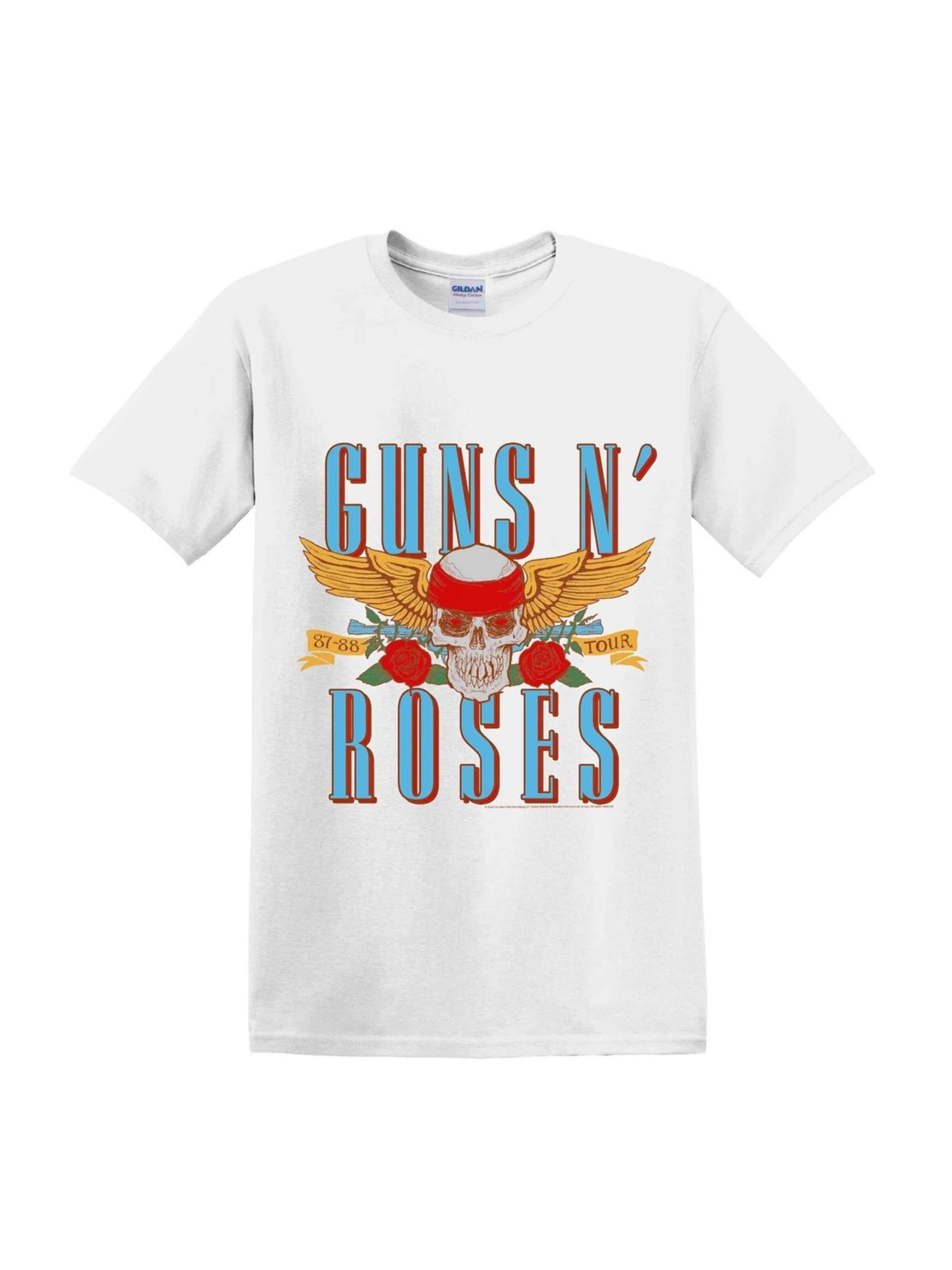 GUNS N' ROSES Shirt 'Americana Skull' in White: front