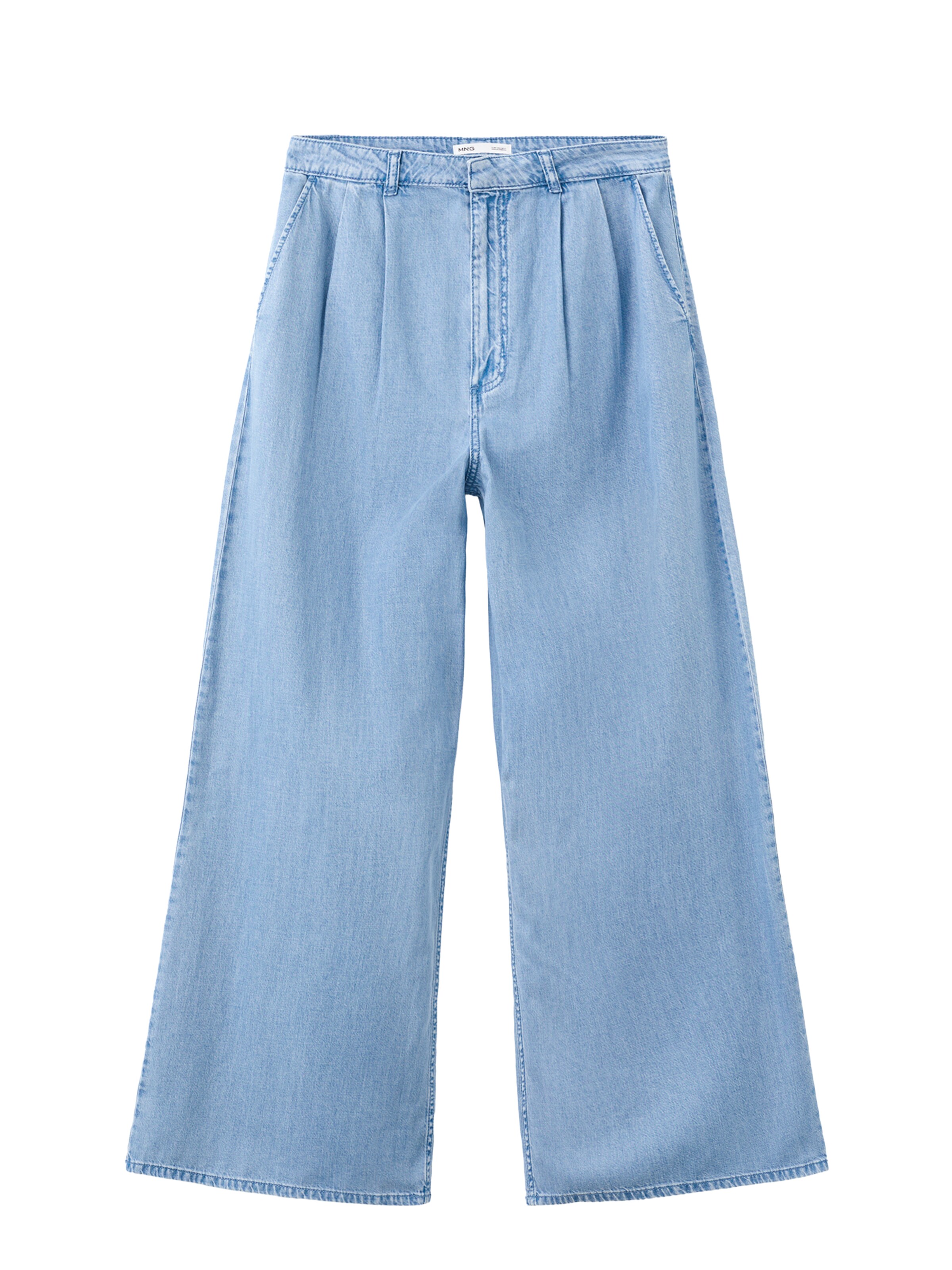 MANGO Wide leg Bandplooi jeans 'Ibiza' in Blauw: voorkant