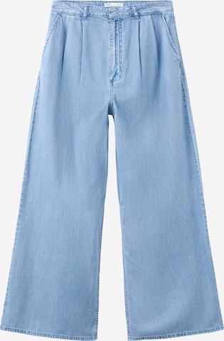 Wide leg Pantaloni cu cute 'Ibiza' de la MANGO pe albastru: față
