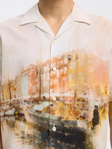 SELECTED HOMME Comfort fit Button Up Shirt in Orange