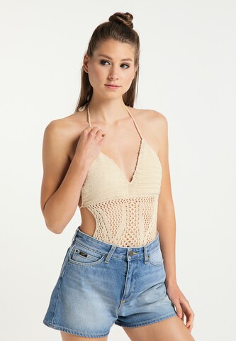 MYMO Knitted Top in White: front