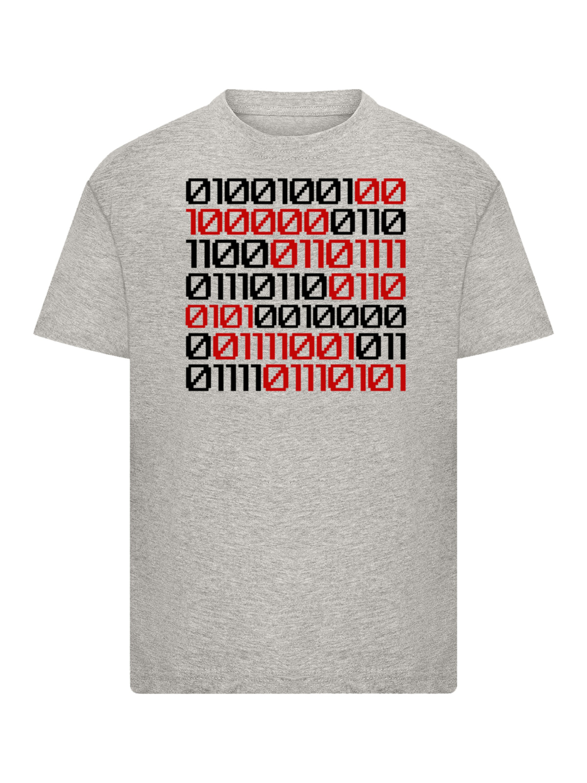 F4NT4STIC Shirt 'I love you 01001001 Binary Code Valentinstag' in Grey: front