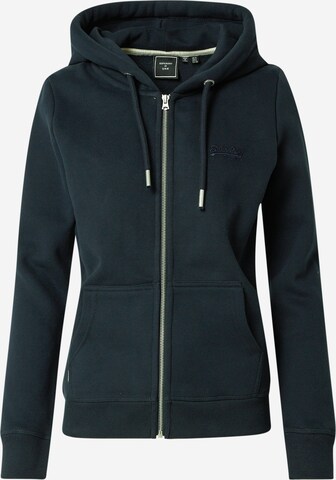 Superdry - Sudadera con cremallera en azul: frente