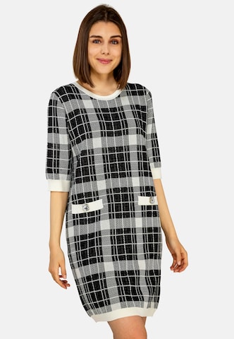 TOOche Jurk 'Scacchio' in Zwart: voorkant