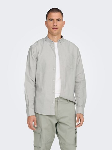 Only & Sons Средняя посадка Рубашка 'ONSAlvaro' в Серый: спереди