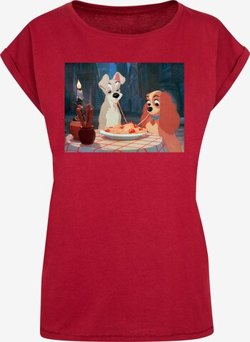 ABSOLUTE CULT Shirt 'Lady And The Tramp - Spaghetti Photo' in Rood: voorkant