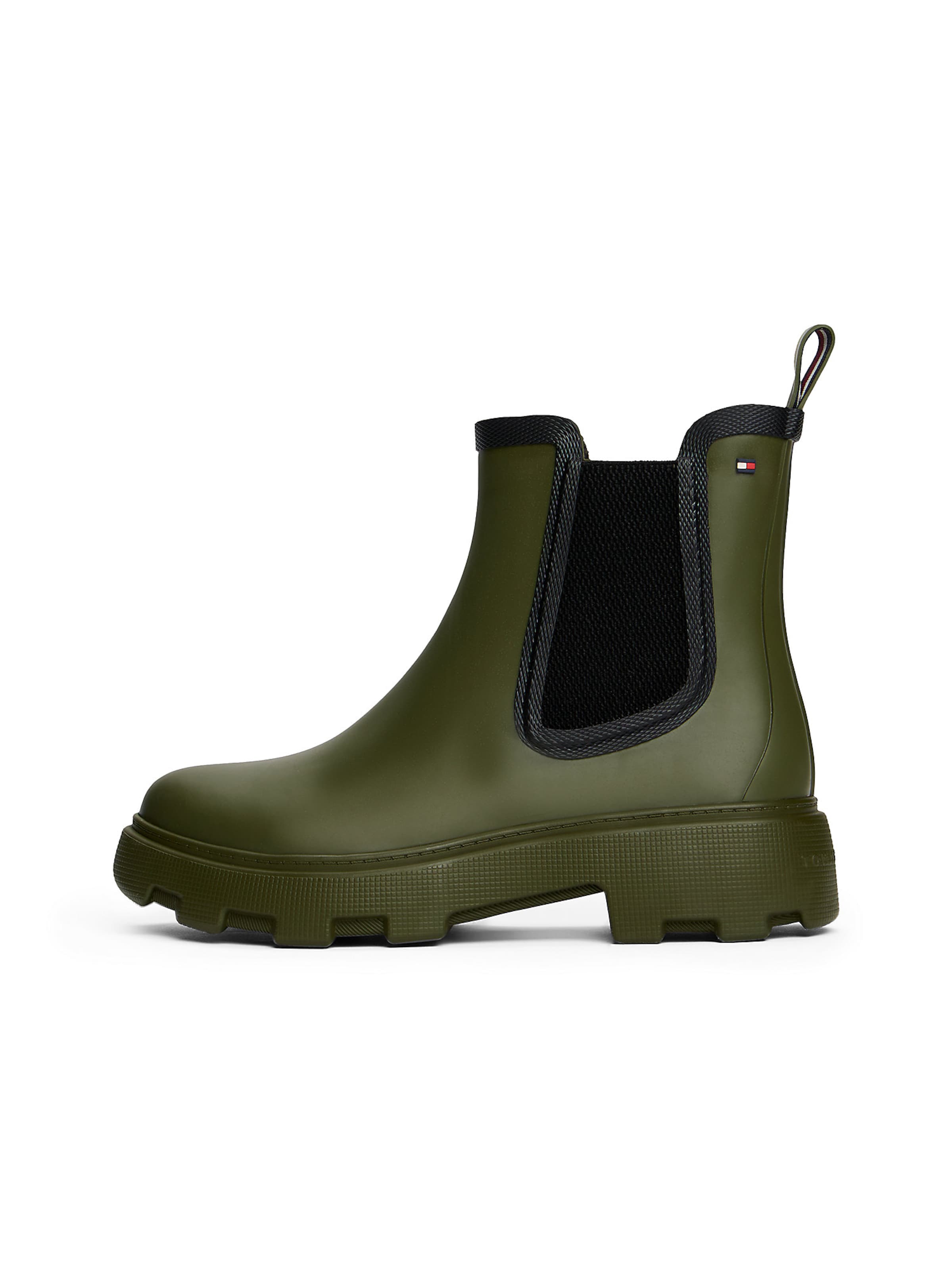 Bottes en caoutchouc TOMMY HILFIGER en vert : devant