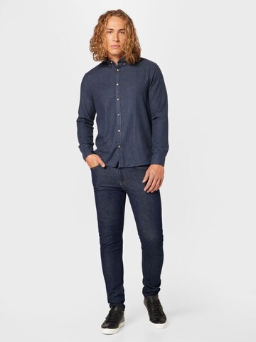 !Solid Regular fit Button Up Shirt 'Pete' in Blue