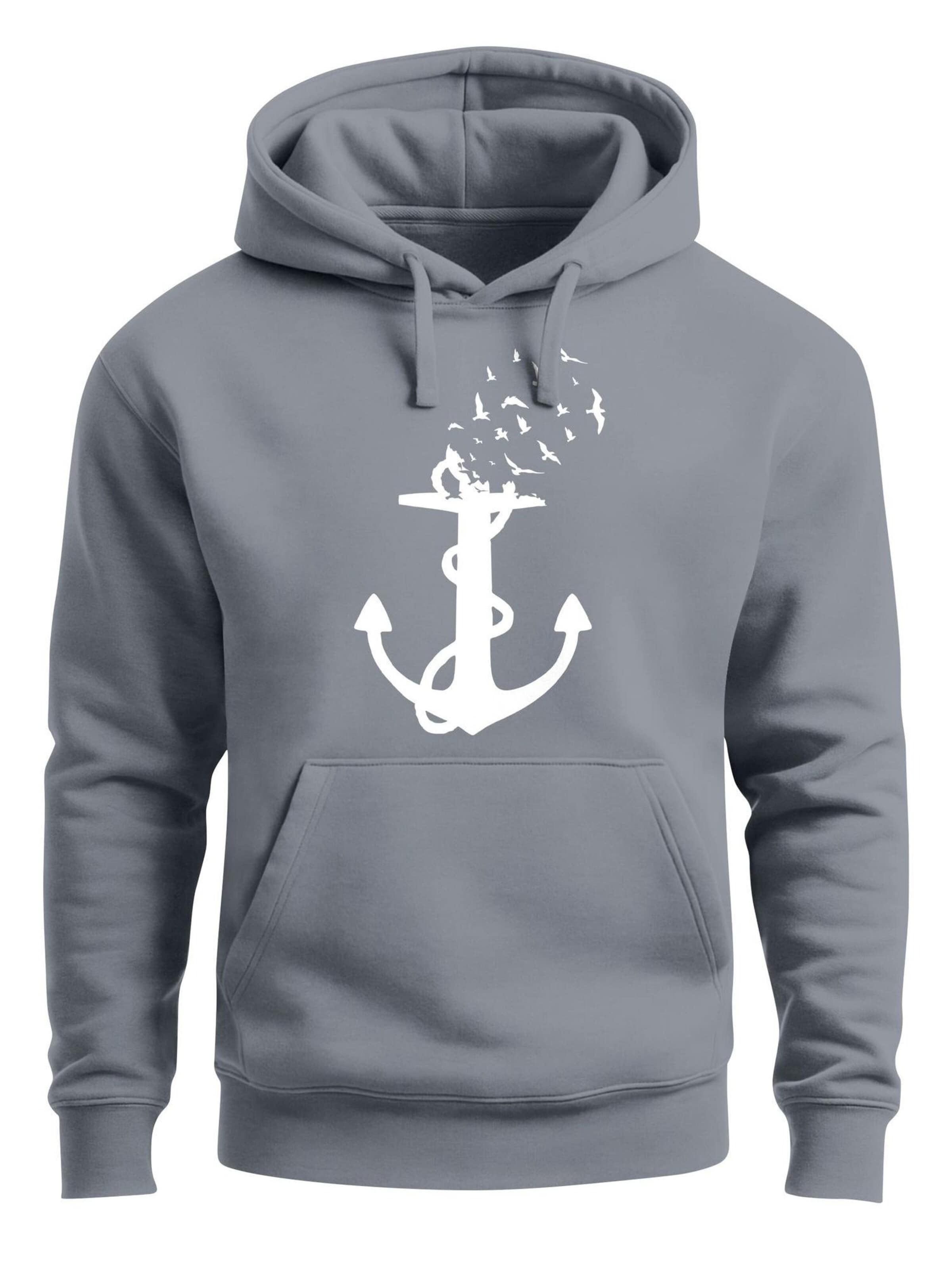 Neverless Sweatshirt 'Anker Vögel' in Grey: front