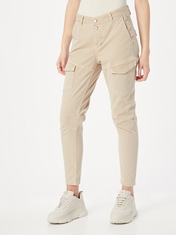 Coupe slim Pantalon cargo 'MARTINA' Gang en beige : devant