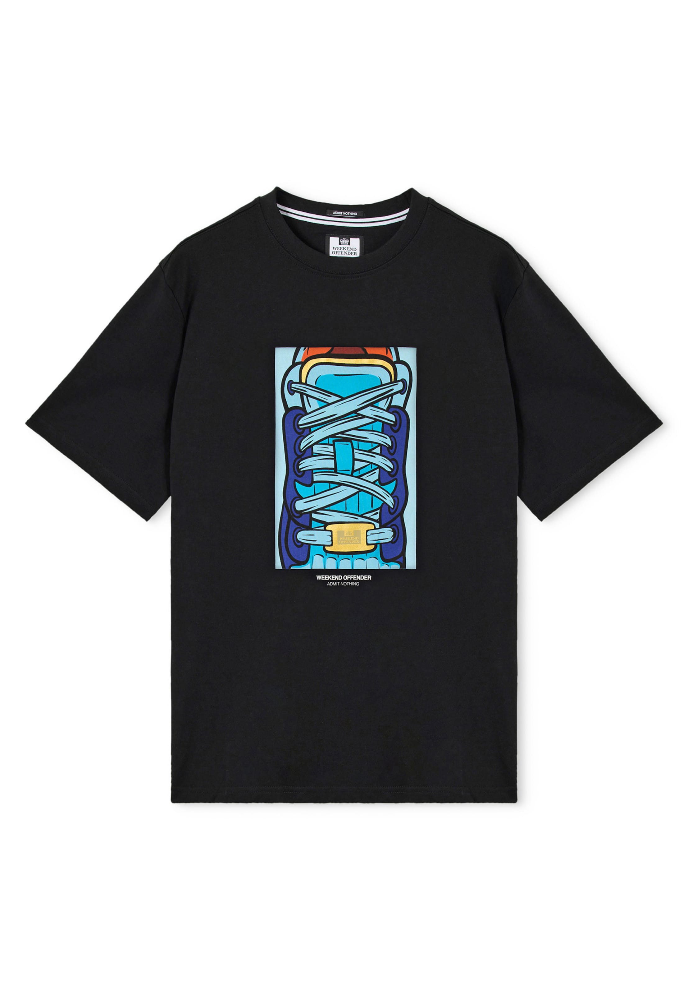 Weekend Offender T-Shirt 'Laces' in Schwarz: Vorderseite