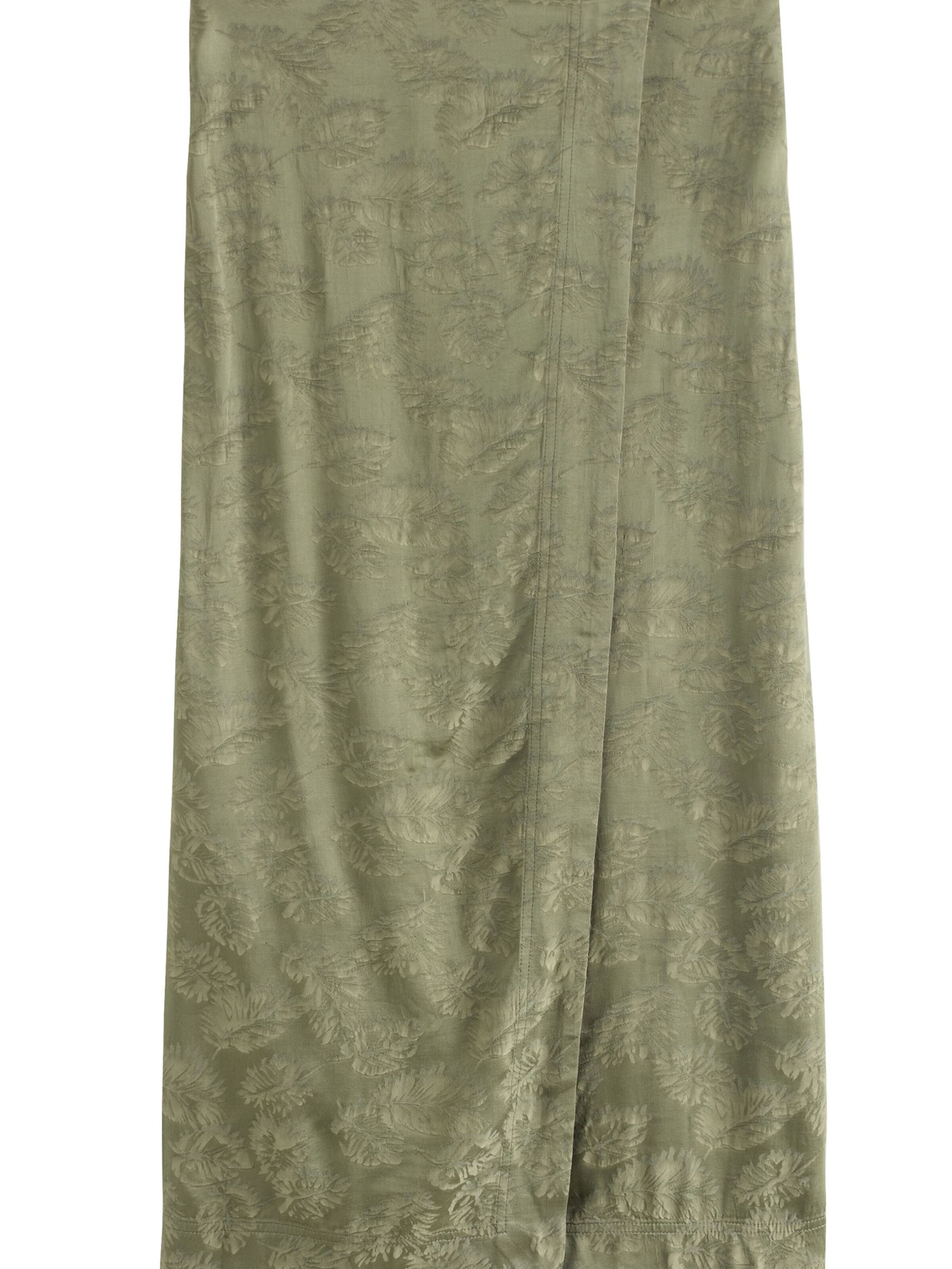 Next Satin Jacquard Midi Sarong Skirt Standard Regular Fit in Grün: Vorderseite