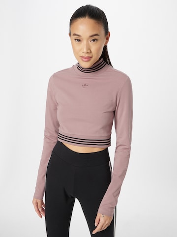 Maglietta 'Long-Sleeve Top With Ribbed Collar And Hem' di ADIDAS ORIGINALS in lilla: frontale