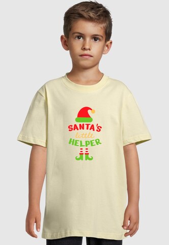 Merchcode T-Shirt 'Christmas Santa´s Little Helper' in Gelb: Vorderseite