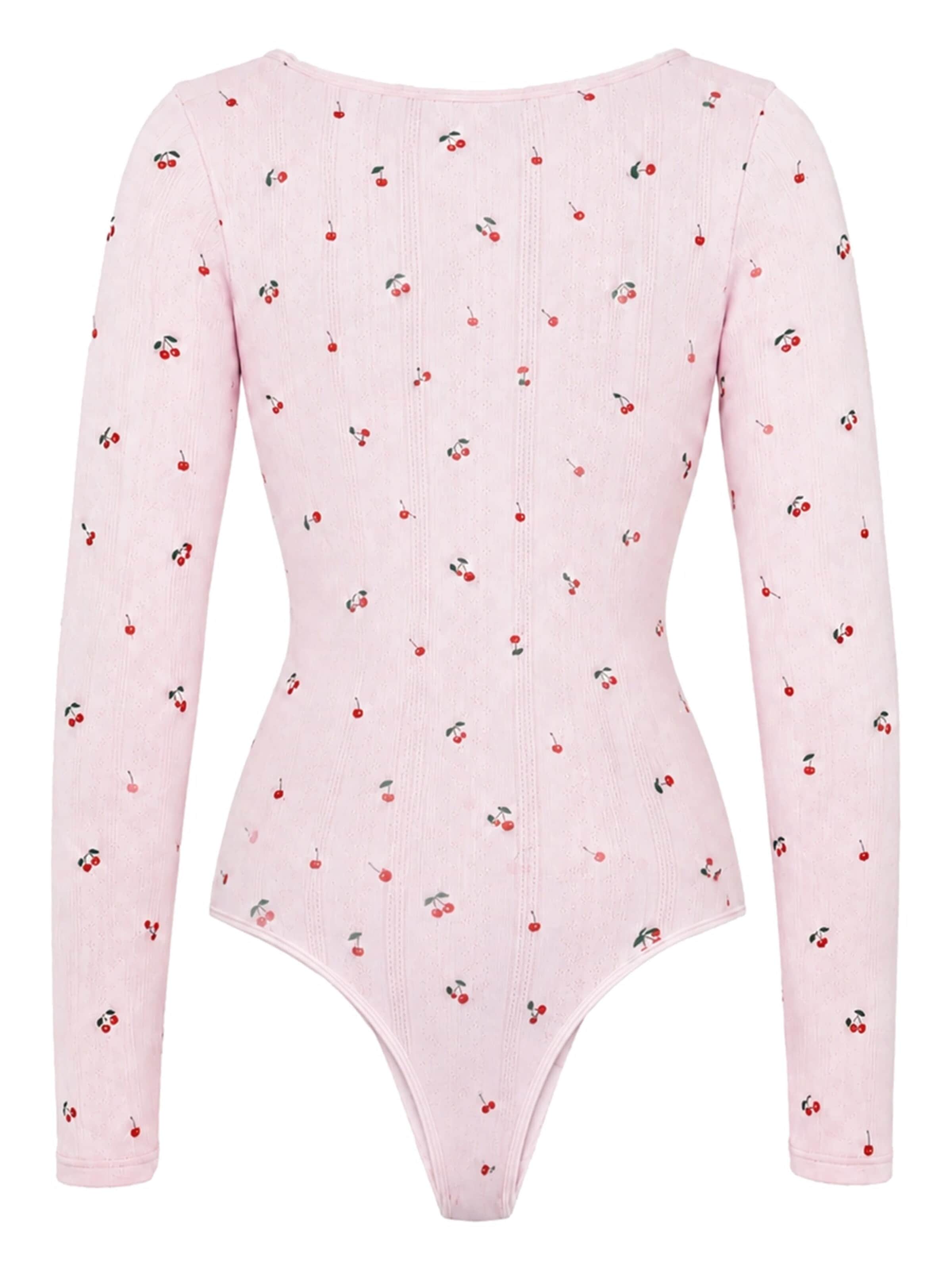 cfab Shapingbody 'Longsleeve Bodysuit Sculpting Shapewear with String' in Roze