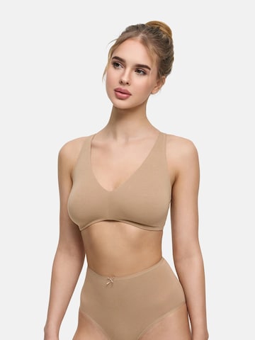 cfab by creamy fabrics Bralette Bra 'Cotton Bügelloser BH' in Beige: front